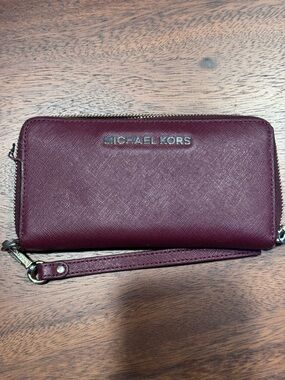 Michael Kors Wine Zip-Around Wristlet Wallet